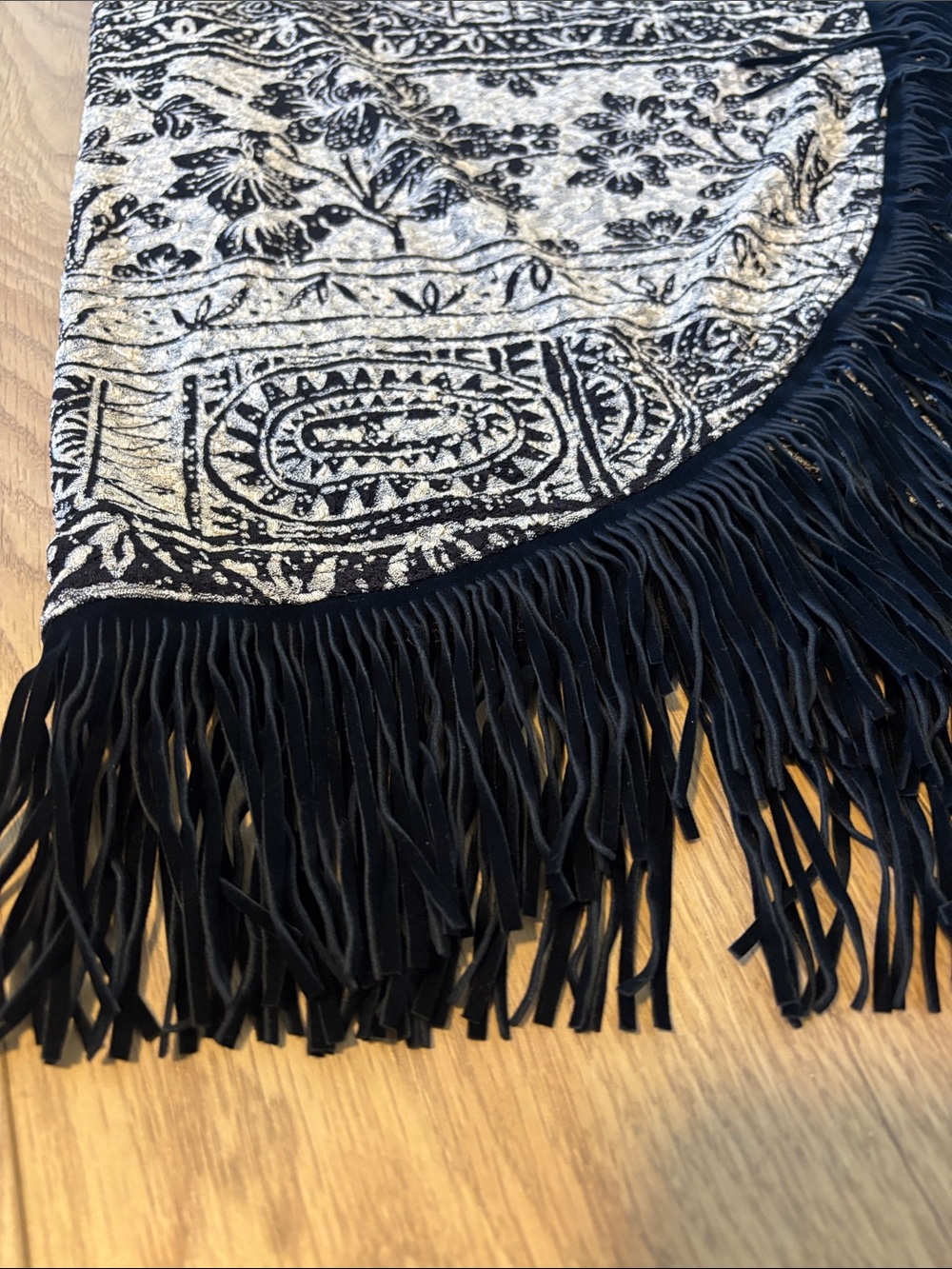 Joseph Ribkoff Black & Cream Fringe Wrap Skirt Size 10 - Picture 10 of 13